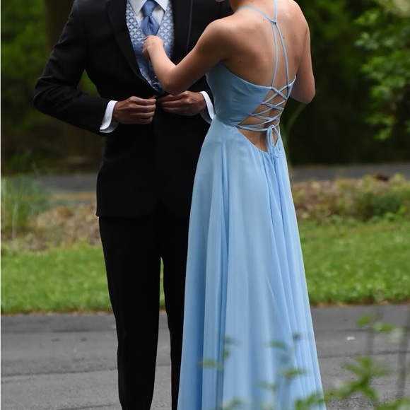 Faviana Baby Blue Dress